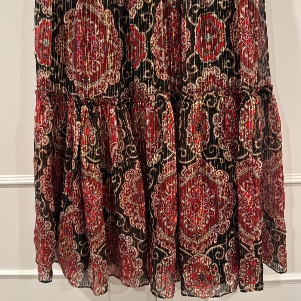 Kate Spade Black Multi Gold Metallic Medallion Print Print Dress Size 4 - Picture 7 of 14